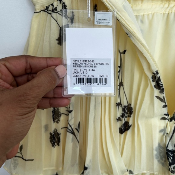 Self-portrait Yellow silhouette chiffon tiered midi dress - US size 10 - Picture 8 of 9